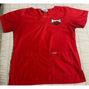 Arkansas Razorbacks Landau Red‎ Scrub Top Women's Medical Uniform Small
